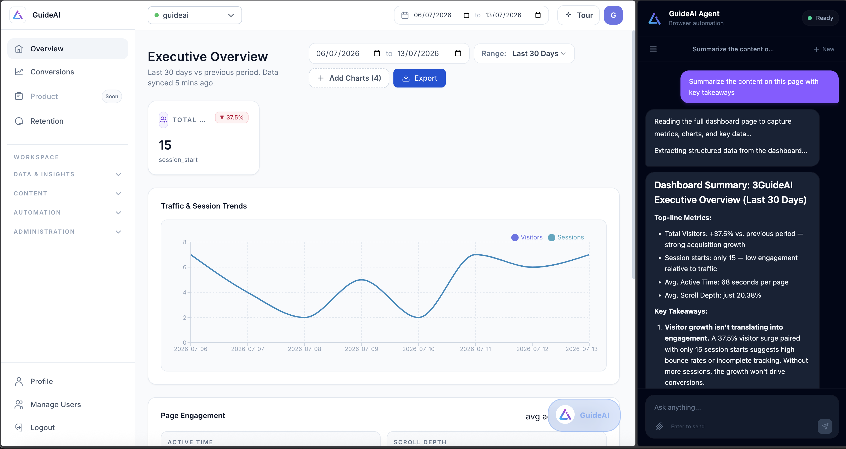 3Guide Autonomous Copilot summarizing an inbox and executing browser tasks