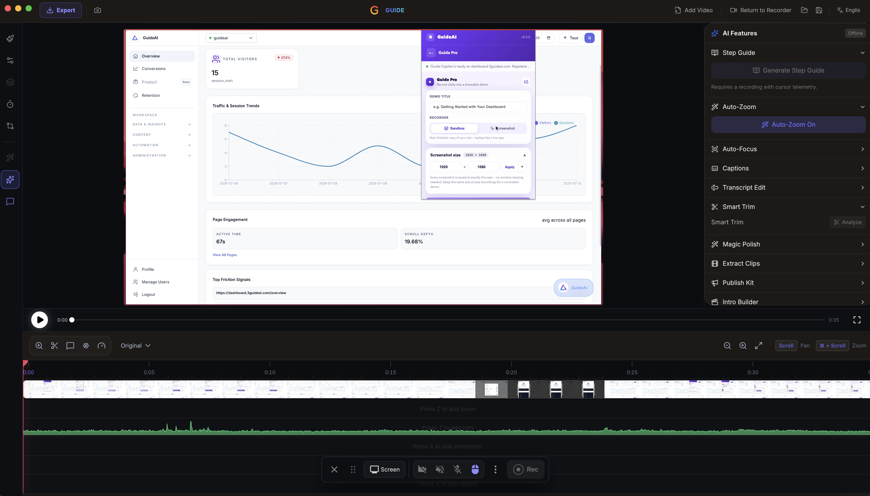 The Guide Studio AI editing assistant